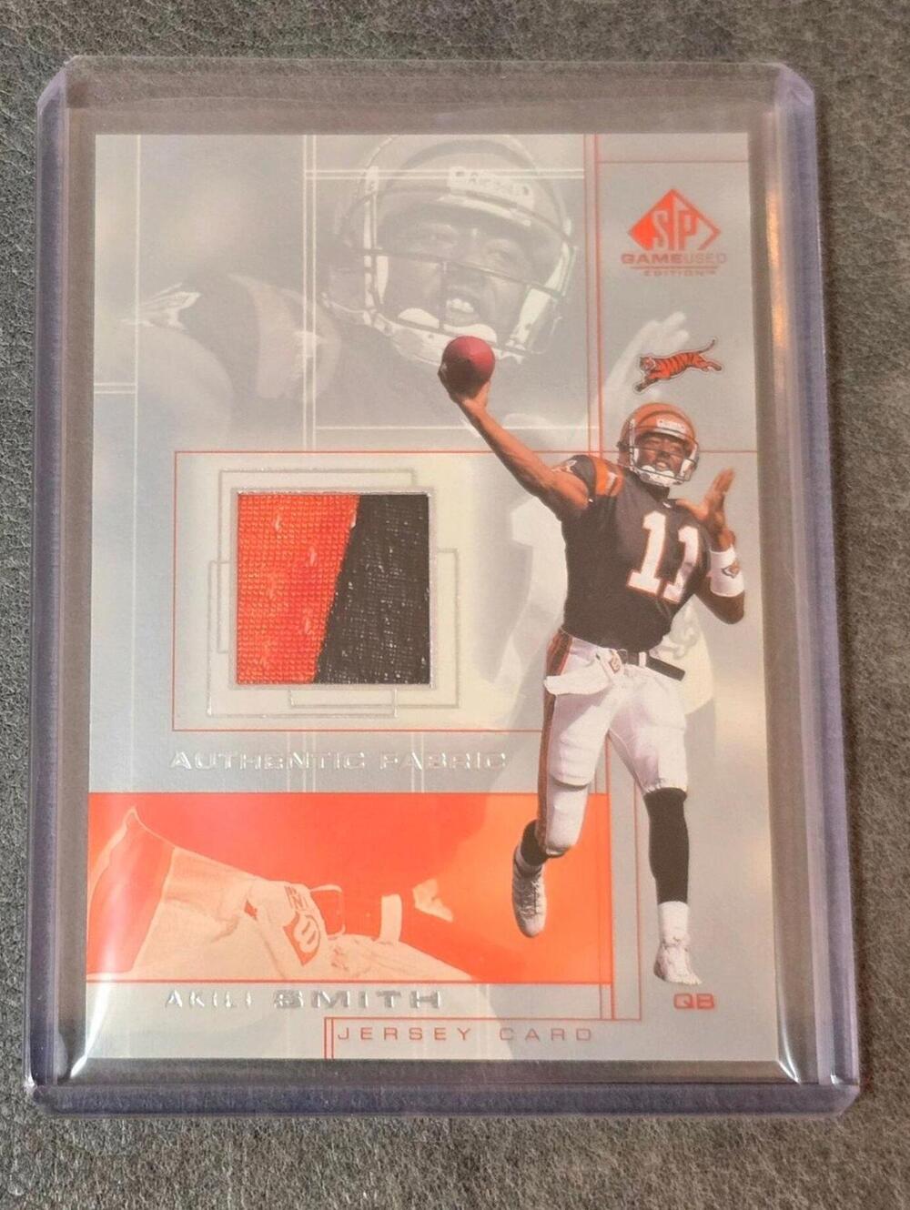 2001 SP Game Used Edition Authentic Fabric #AS Akili Smith Jersey Football Card